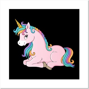 Colorful Unicorn Sitting Posters and Art